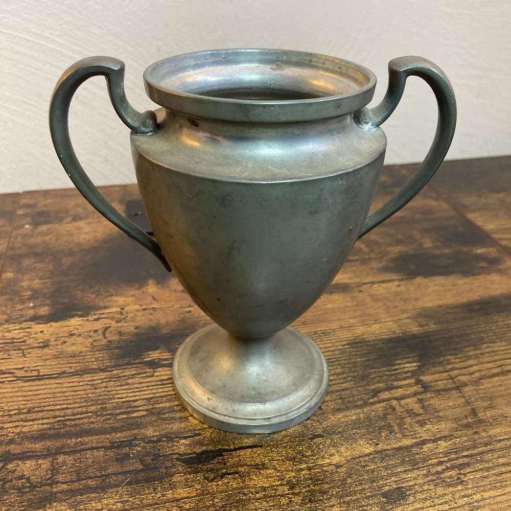Pilgrim Solid Pewer Two Handled Presentation Cup Troph Vase 6" Vtg Urn‎ Curio